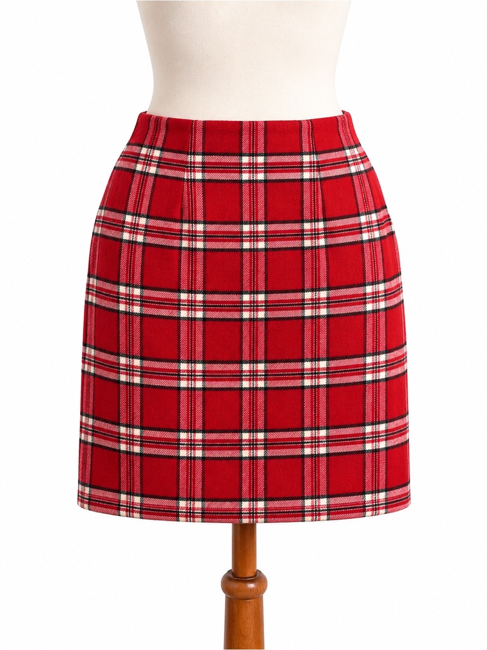 Chadwick’s Wool Blend Christmas Holiday Skirt Pencil Red Plaid 14